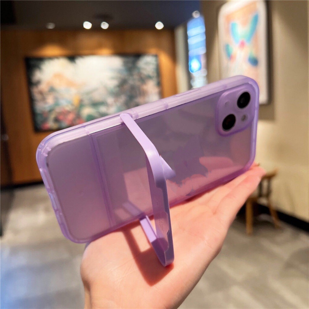 Ốp Điện Thoại Silicon Mềm Có Giá Đỡ Gấp Gọn Cho iPhone 13ProMax 13 13Pro 12 12Pro 12ProMax 11 11ProMax X XS XR
