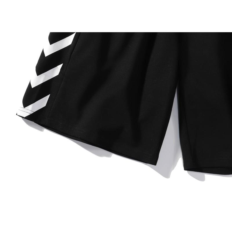 Combo 2 Quần thể thao unisex dài ống rộng và quần short đùi nam nữ sọc chữ V màu đen QJ22/QS17 thời trang Leafa