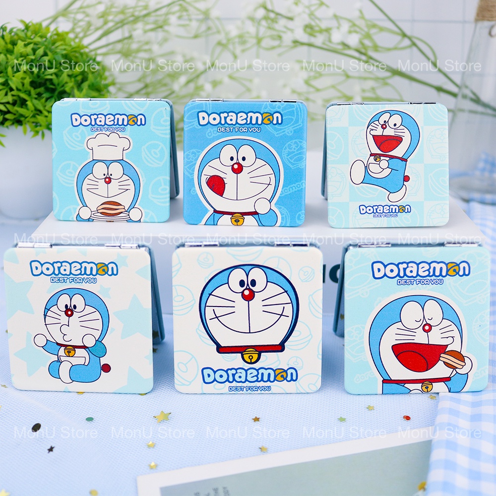 Gương mini 2 mặt bọc da sang trọng hình DORAEMON DOREMON bỏ túi dễ thương MON0005