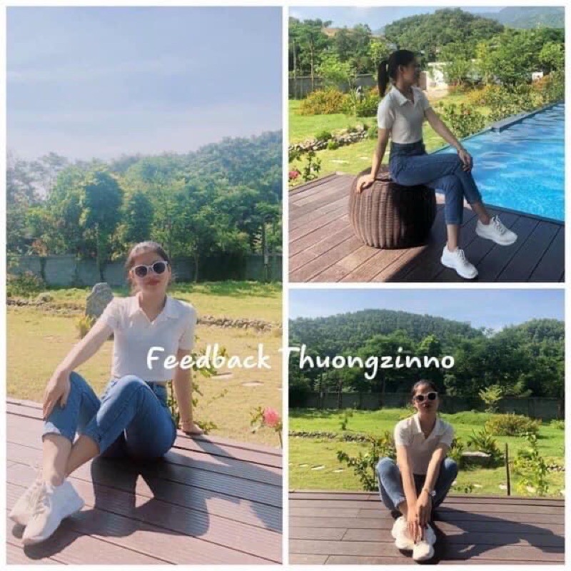 Áo croptop trơn cổ bẻ