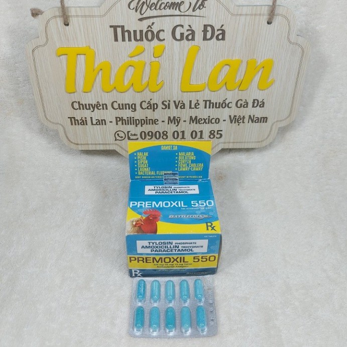 Dành cho gà đá Premoxil 550 ( tang , phổi , hô hấp ) - COMBO 1 VĨ / 10 VIÊN