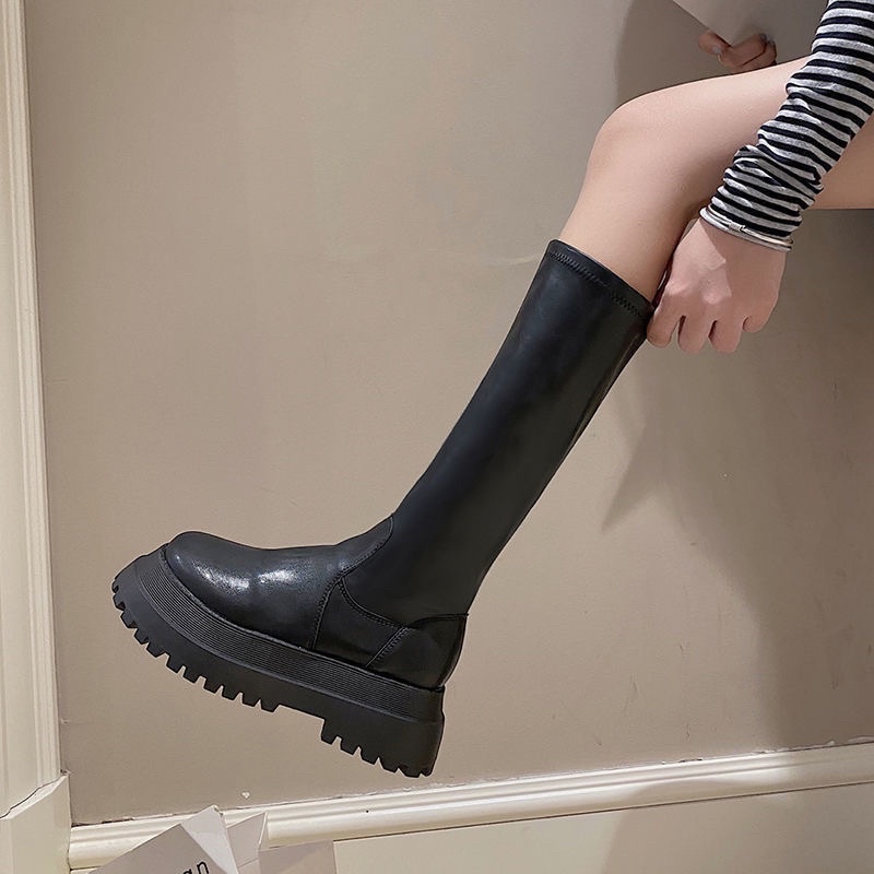 bốt đùi khoá kéo đế răng cưa 6cm chiều cao