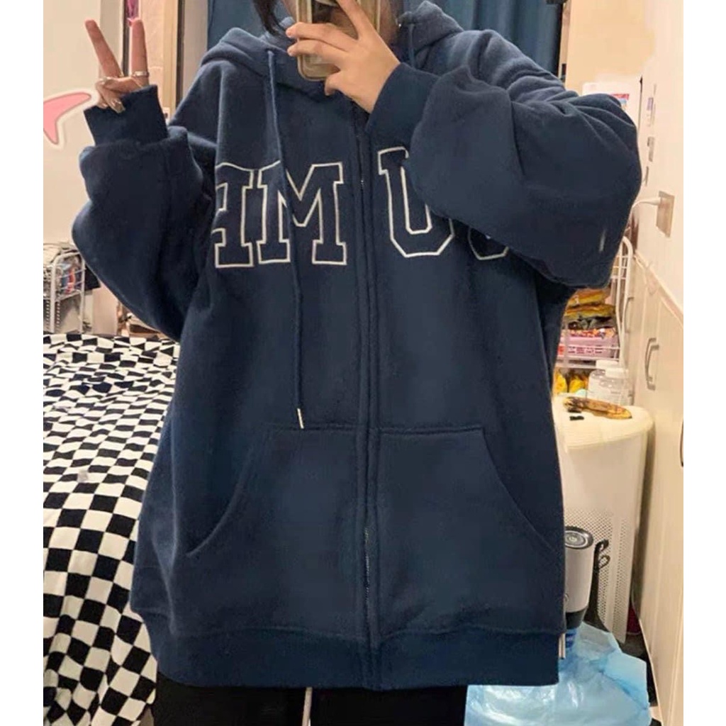 Áo hoodie zip kéo khóa nam nữ UNISEX Fom rộng in chữ JUMP- Áo khoác thu đông nam nữ dài tay có mũ hoodie chất bo tăm hàn