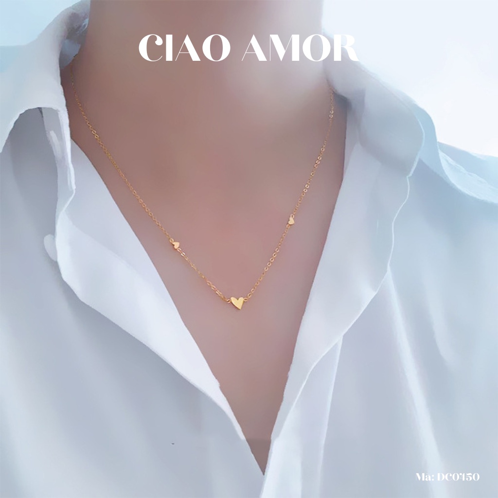 Dây chuyền nữ, Vòng cổ nữ xinh xắn đơn giản 3 trái tim nhỏ basic Trang sức Ciao Amor - DC0450