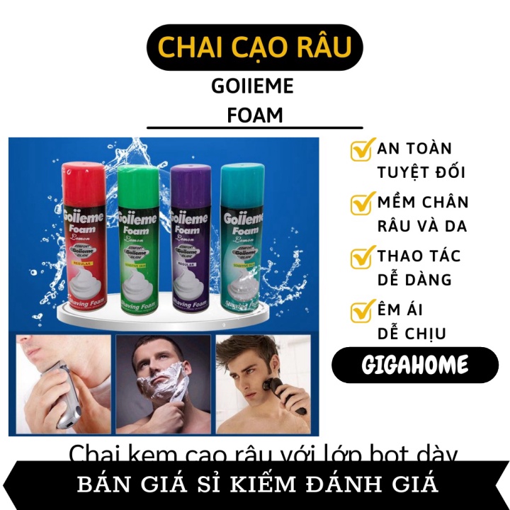 Kem Cạo Râu GIGAHOME Bọt Cạo Râu Goiieme Foam 200ml Làm Mềm Râu Tránh Tổn Thương Da Mặt 8894