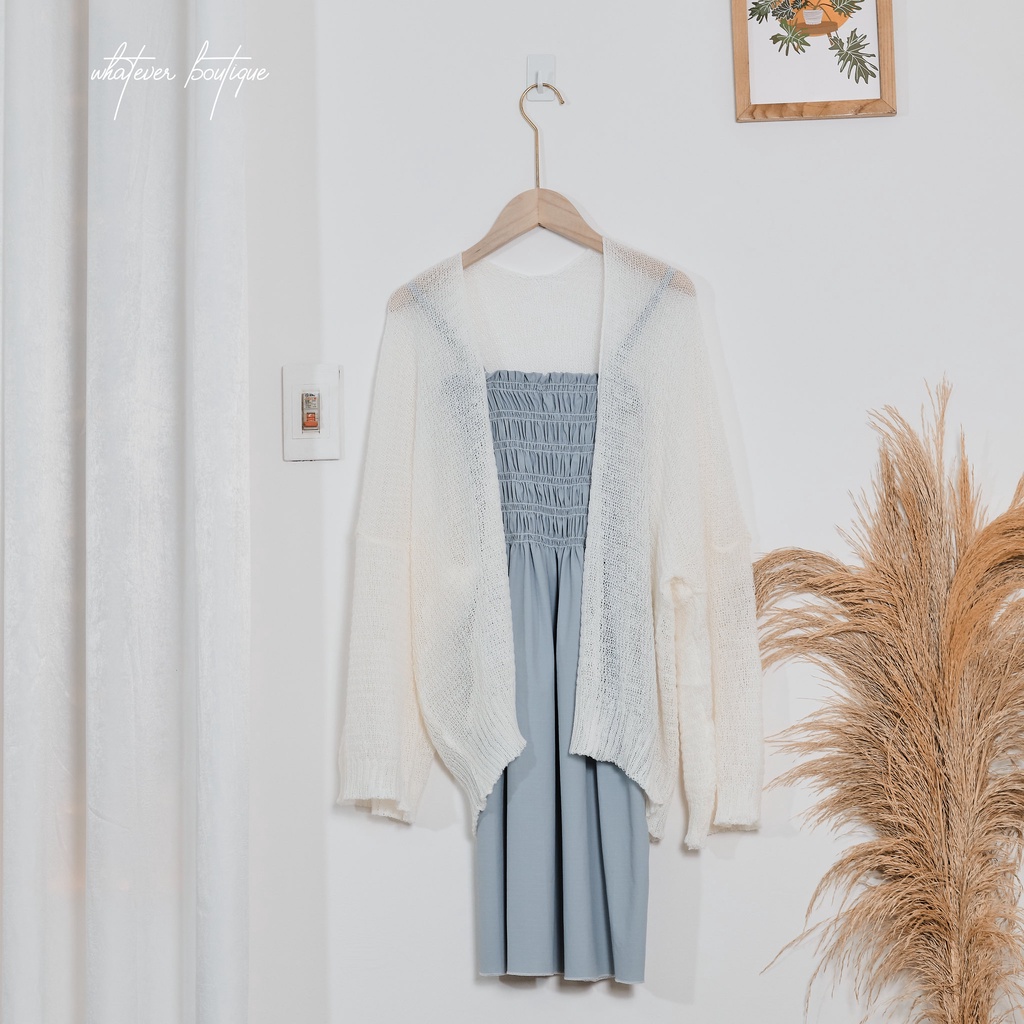 Áo khoác cardigan mỏng đi biển Jeanni màu trắng