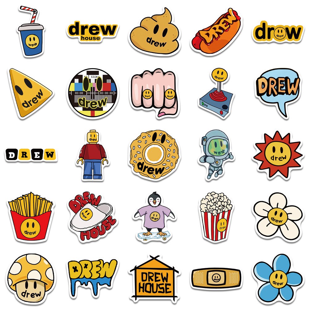 Set 50 nhãn dán hình ca sĩ Justin Bieber graffiti trang trí ván trượt/ xe đạp/ máy tính/ laptop/ xe đồ chơi trẻ em