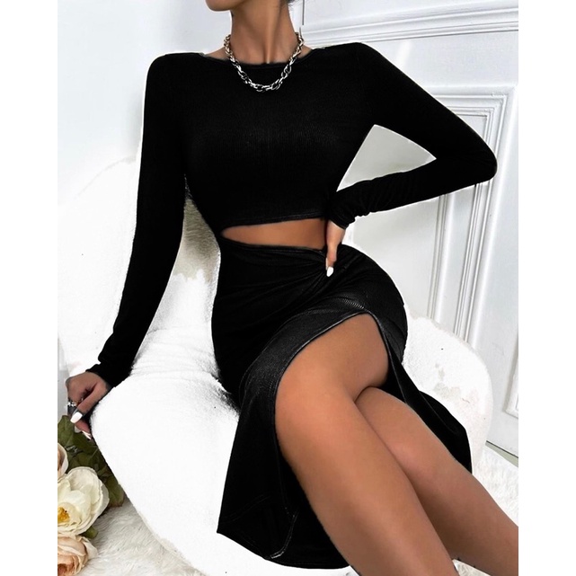 KHO SỈ BOHOME - Đầm body tay dài khoét eo