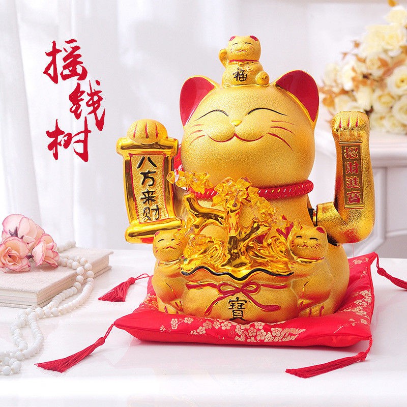 Số lớn bằng gốm sứ vàng Trang trí Mèo may mắn Khai trương Quà tặng Lắc tay Gia đình Kinh doanh thịnh vượng tài lộ
