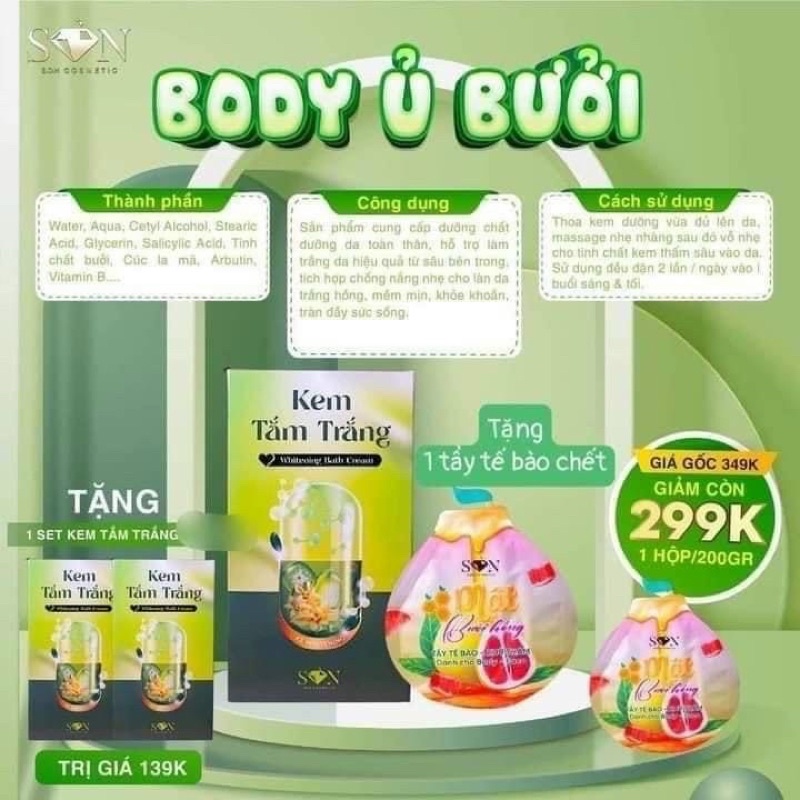 Kem Body Măng Cụt SON Cosmetic Chính Hãng - Kem Lotion Dưỡng Da Chống Nắng