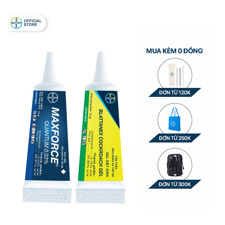 Gel Diệt Kiến Bayer Maxforce Quantum + Gel Diệt Gián Bayer Blattanex Chính Hãng 12g/tuýp