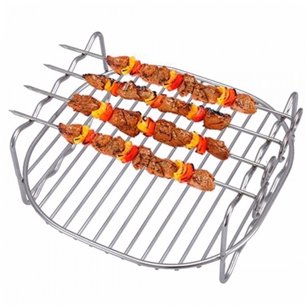 Vỉ nướng BBQ 2 tầng bằng thép không gỉ 8 inch tiện dụng chất lượng cao