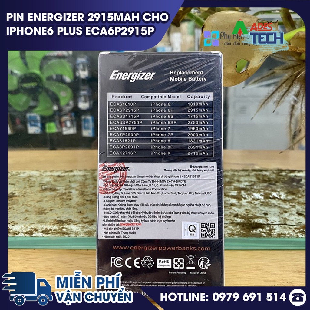 Pin Energizer 2915mAh cho iPhone6 Plus ECA6P2915P - BẢO HÀNH 12 THÁNG
