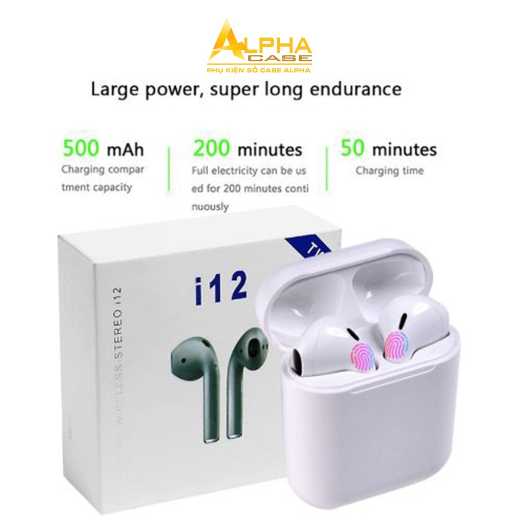 Tai nghe bluetooth không dây Inpods i12 TWS cảm ứng điều khiển cảm biến âm thanh HIFI cho Android iOS CaseAlpha | BigBuy360 - bigbuy360.vn