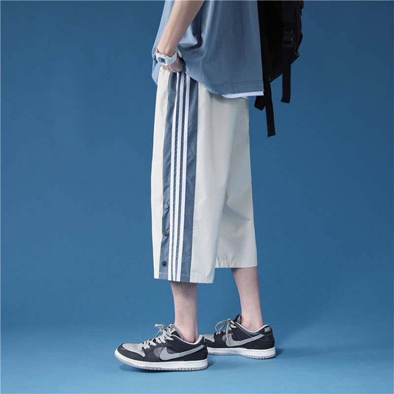 Quần short nam cao cấp, vải nỉ họa tiết kẽ dọc phong cách unisex dễ phối đồ lk04