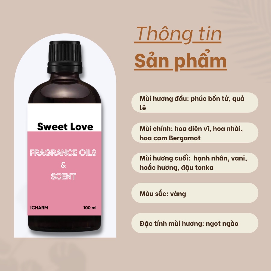 Tinh dầu nước hoa xông phòng Sweet Love 500ml 1Lít - iCHARM
