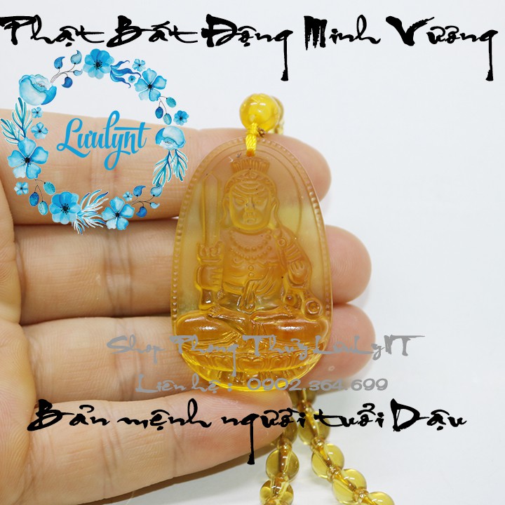 Dây chuyền Phật A Di Đà màu vàng cao cấp - Phật bản mệnh người tuổi Tuất, Hợi - mặt phật - tượng phật