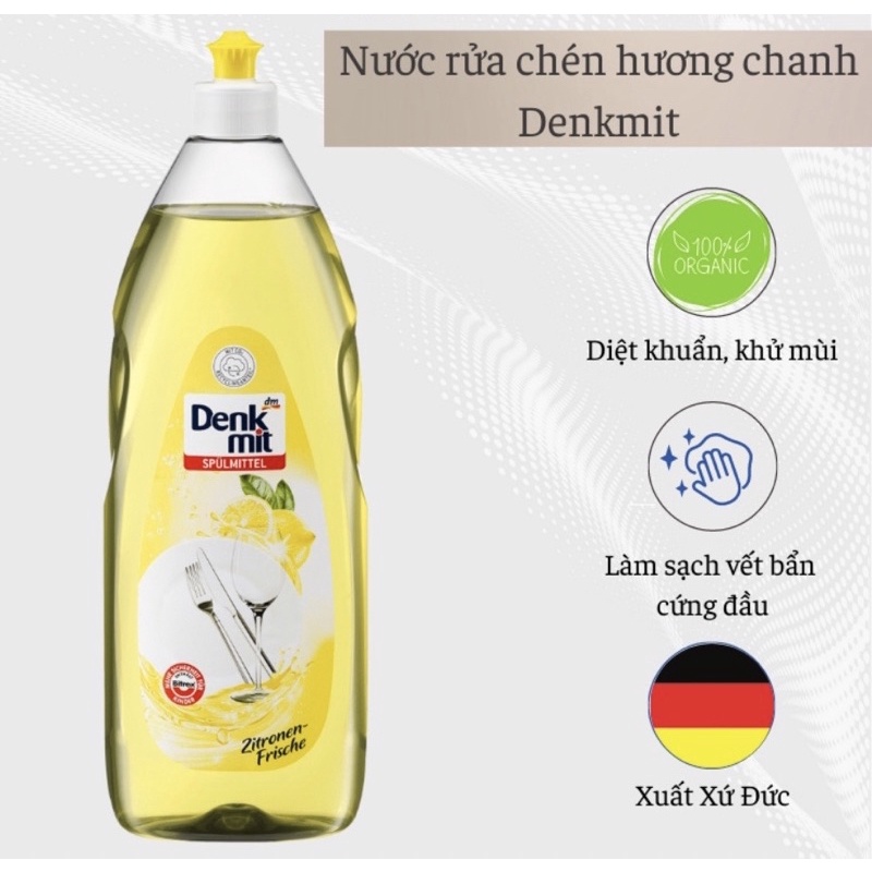 Nước Rửa Chén Bát Hương Chanh & Thiên Nhiên Denkmit Nhập Khẩu Từ Đức