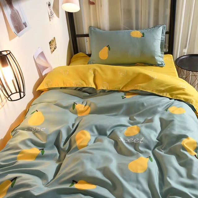 [Mẫu Độc] Set chăn ga Poly Lê Vàng Ga Vịt Vàng ngộ nghĩnh _Shinbedding_