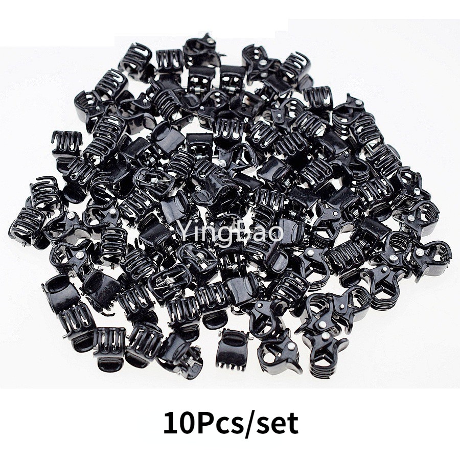 Bộ 10 Kẹp Tóc 6 Móng Vuốt Nhựa Màu Đen Cho Bé