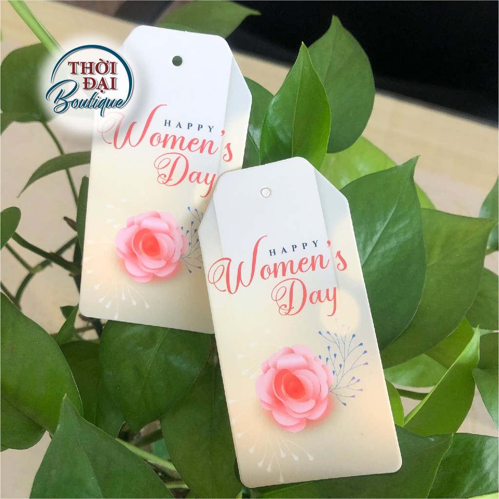 100 Tag / Thẻ Treo Giấy Quốc Tế Phụ Nữ Happy Woman's Day 8/3 Vát Góc