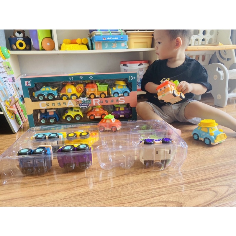 Set 8 xe oto poli đồ chơi, xe ô tô đồ chơi hoạt hình, xe ô tô chạy đà, ôtô đồ chơi mini cho bé từ 2 đến 4 tuổi