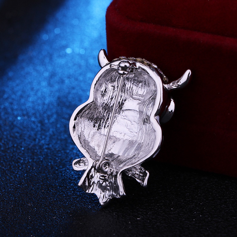 Trâm Cài Áo Hình Chim Cú Màu Trắng Đen Phong Cách Cổ Điển Cho Nam Và Nữ