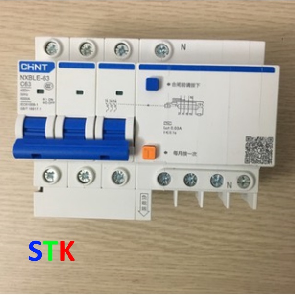 Aptomat chống giật RCBO CHINT NXBLE 50-63A 3P+N