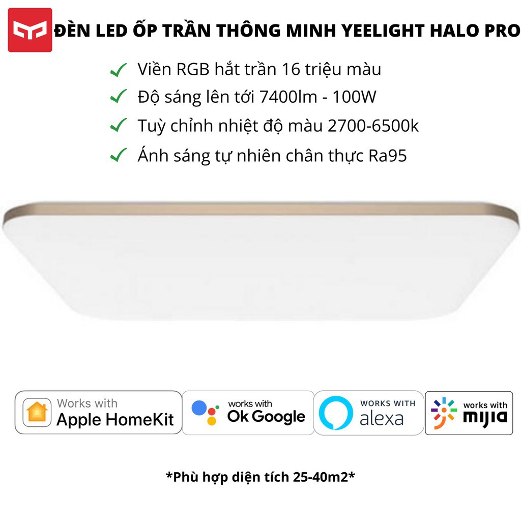 Đèn LED ốp trần Xiaomi Yeelight thông minh trang trí phòng 930mm, tuỳ chỉnh nhiệt độ màu ánh sáng, YLXD49YL