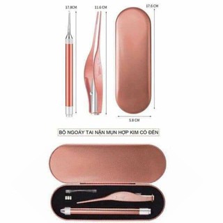 Lấy ráy tai hợp kim, ngoáy tai có đèn cho bé Bộ dụng cụ lấy ráy tai chuyên nghiệp