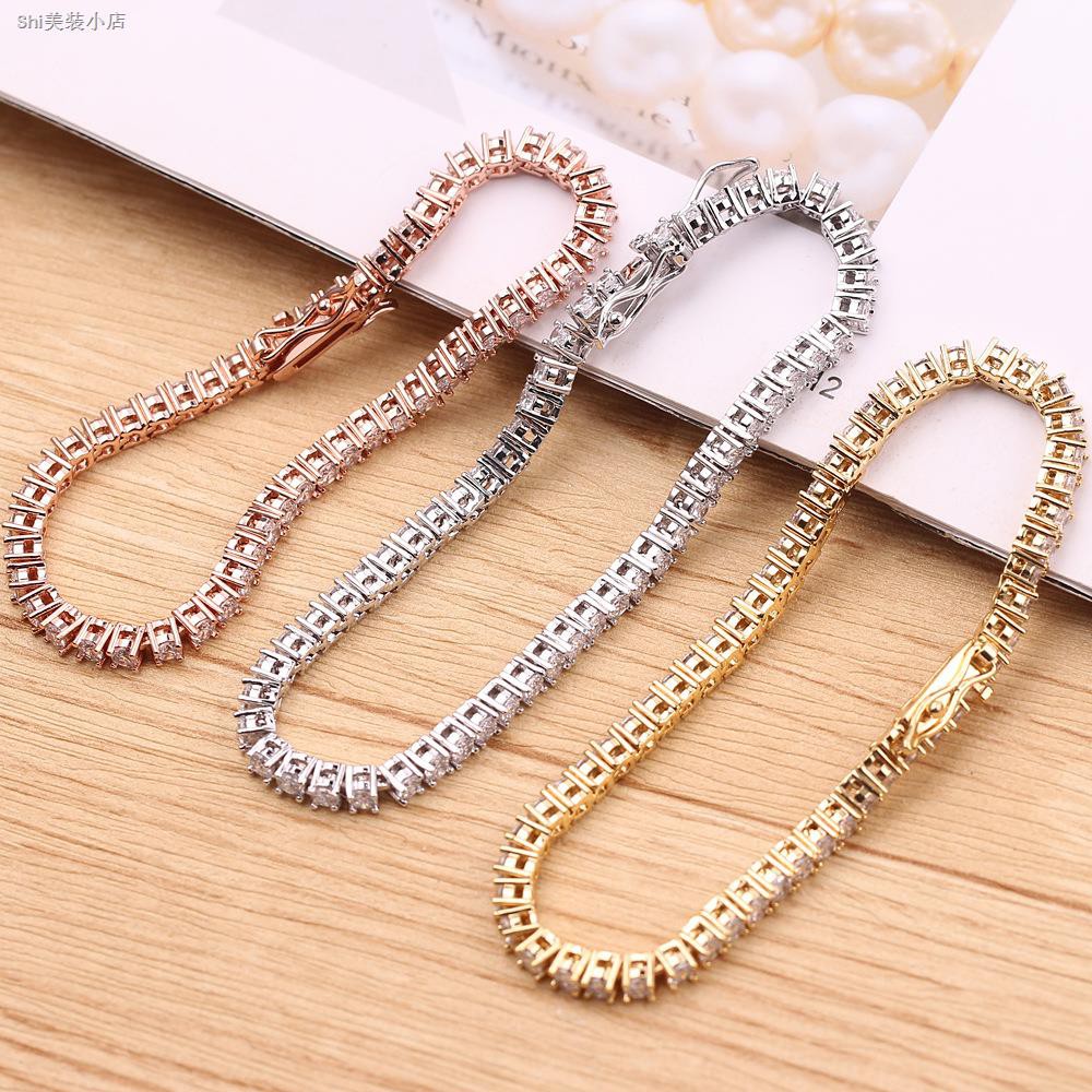 Vòng đeo tay đính đá zircon màu trắng kiểu dáng đơn giản xinh xắn