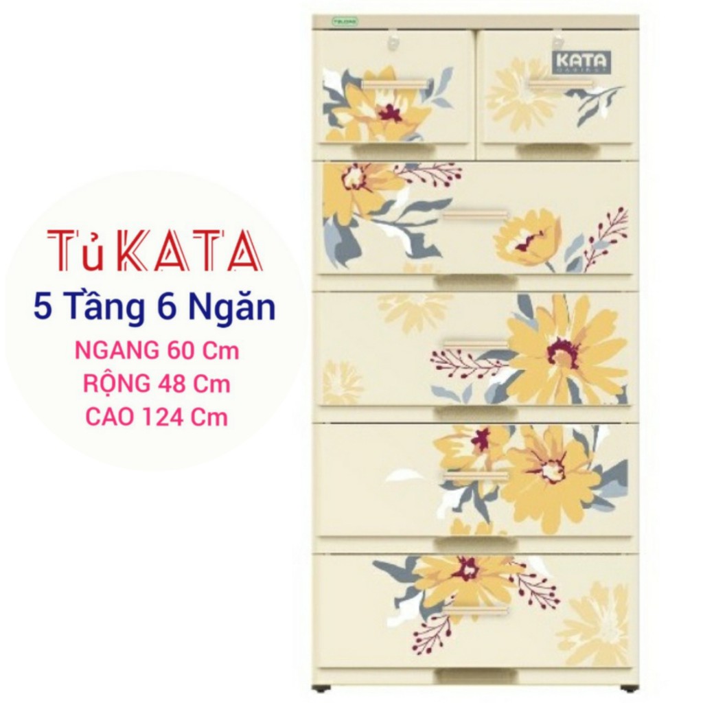 Tủ nhựa KATA 5 Tầng- 6 Ngăn KT : N60 X R48 X C125cm (Design by NHỰA DUY TÂN )