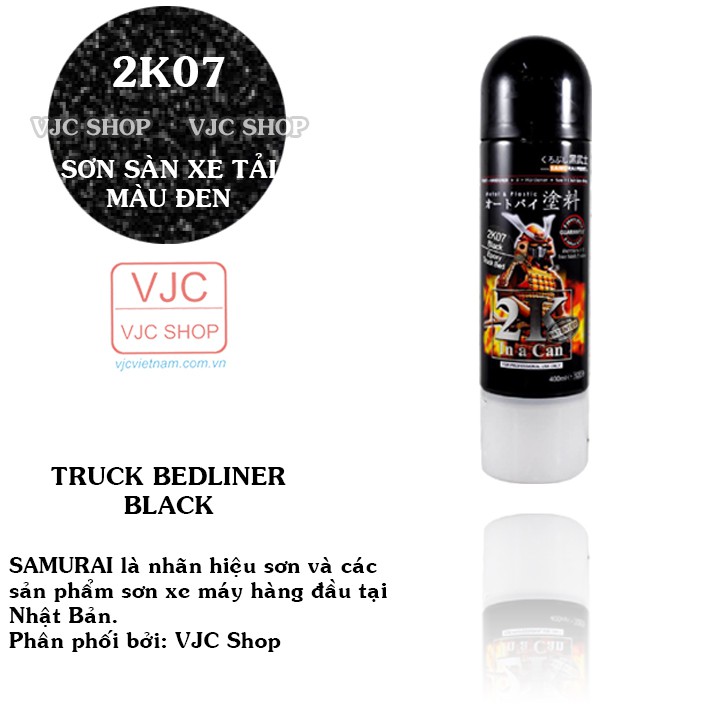 Chai sơn xịt cao cấp SAMURAI sơn SÀN XE TẢI MÀU ĐEN mã 2K07 dung tích 400 ml