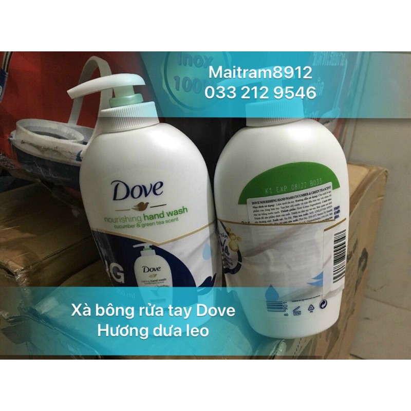 Xà bông/Nước rửa tay Dove 250ml (hương truyền thống và Dưa leo, trà xanh)