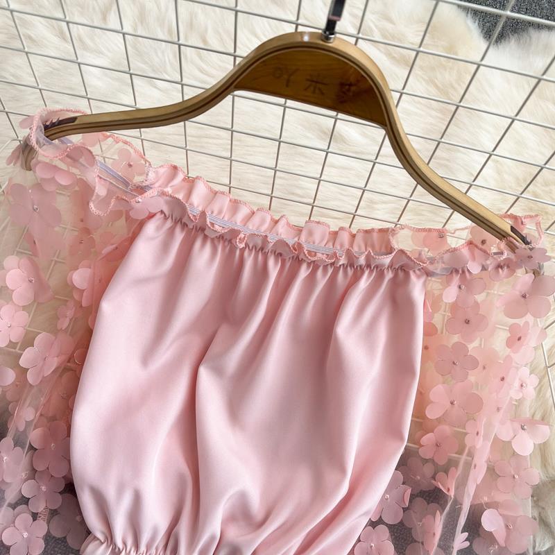 COZOK Áo Voan Nữ Trễ Vai Xuyên Thấu In Hoa Thời Trang