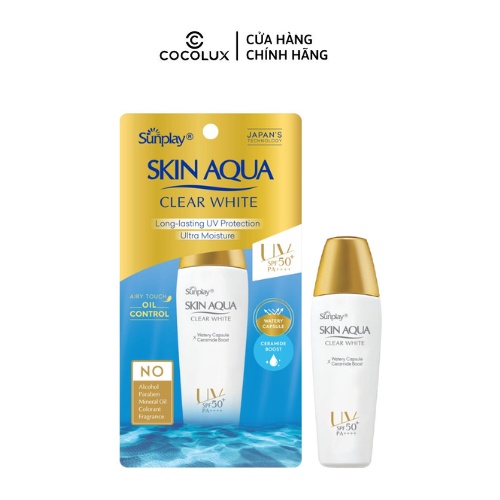 Sữa chống nắng Sunplay Skin Aqua Clear White SPF50+, PA++++ dưỡng da sáng mịn 25g