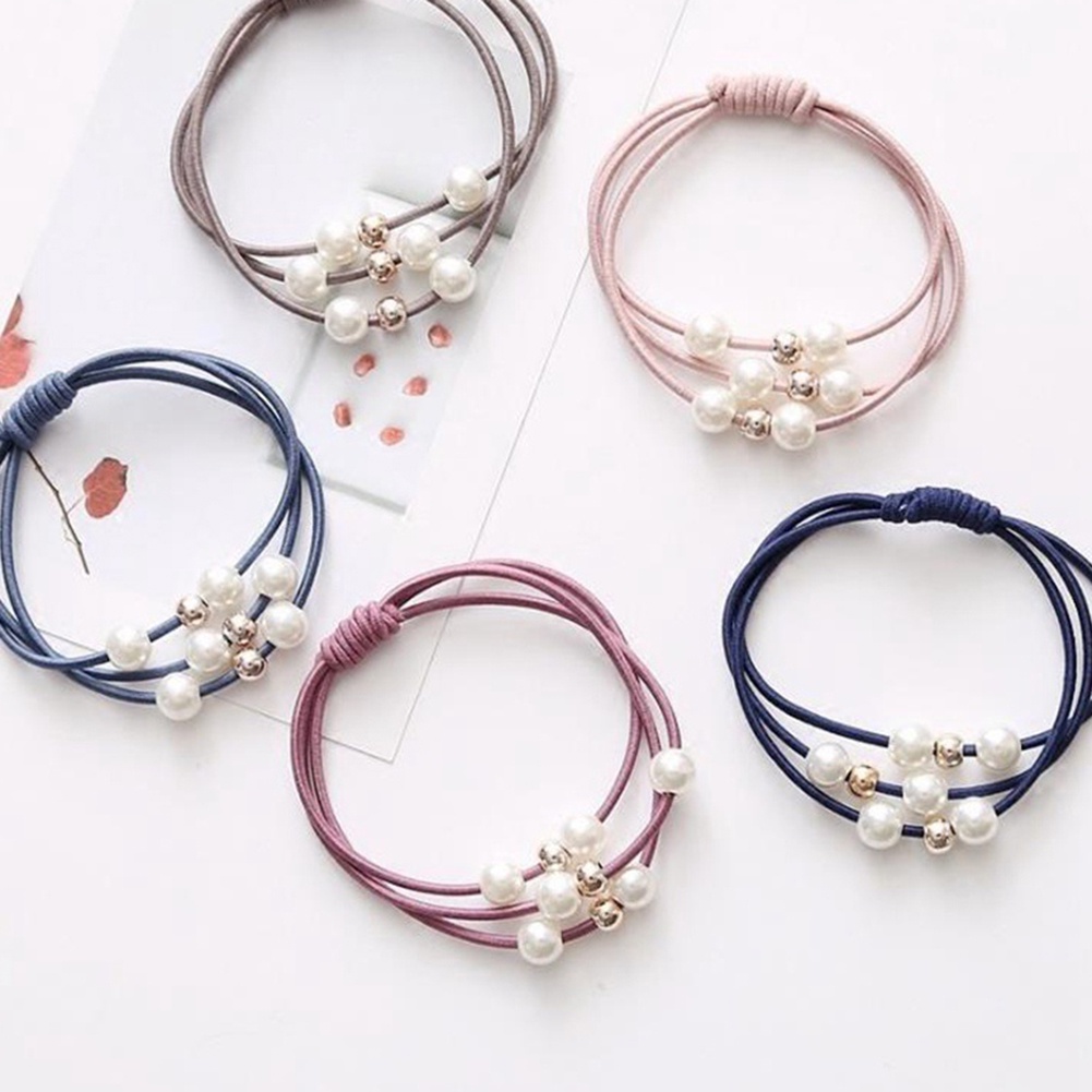 Dây buộc tóc xỏ ngọc trai nhân tạo phong cách thời trang nữ tính