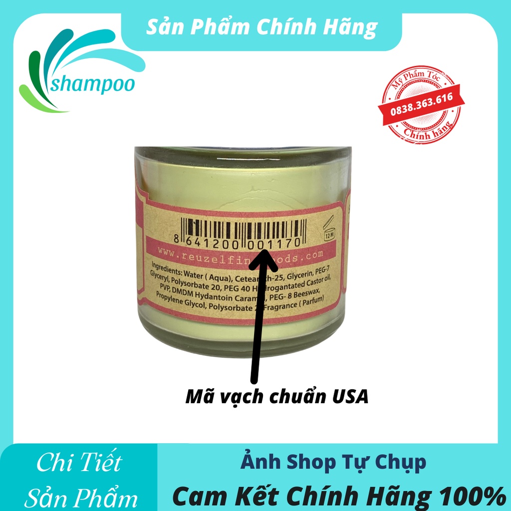 Sáp vuốt tóc nam tạo kiểu tóc REUZEL CLAY WAX  siêu giữ nếp bản cao cấp lọ thủy tinh