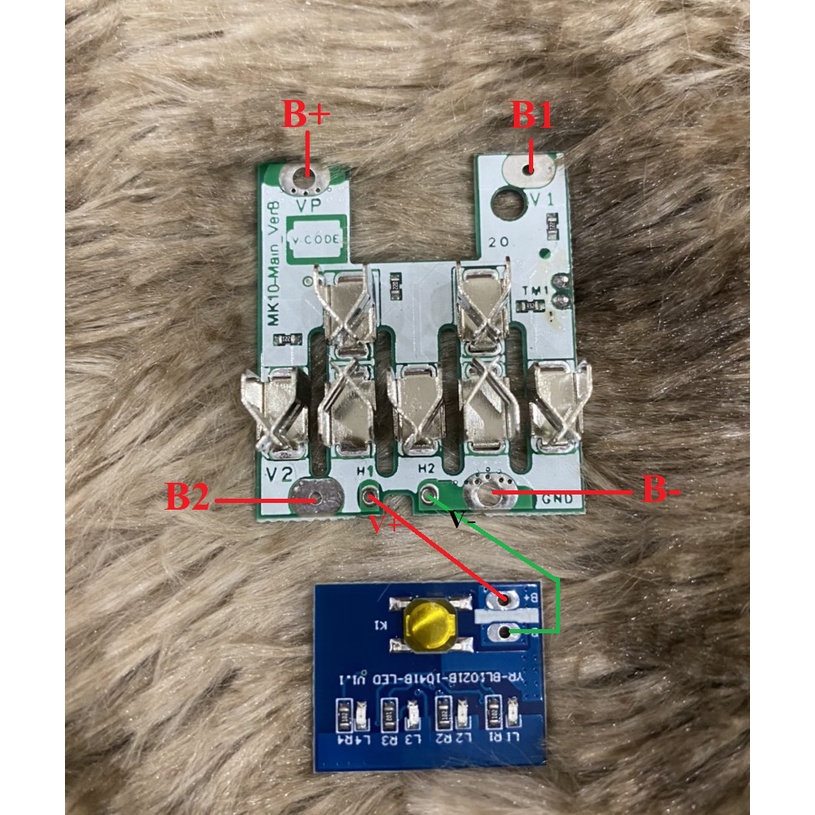 Vỏ, mạch pin Makita 10.8V - 12V MAX Li-ion trượt, Led báo pin và nhận sạc zin. BN.