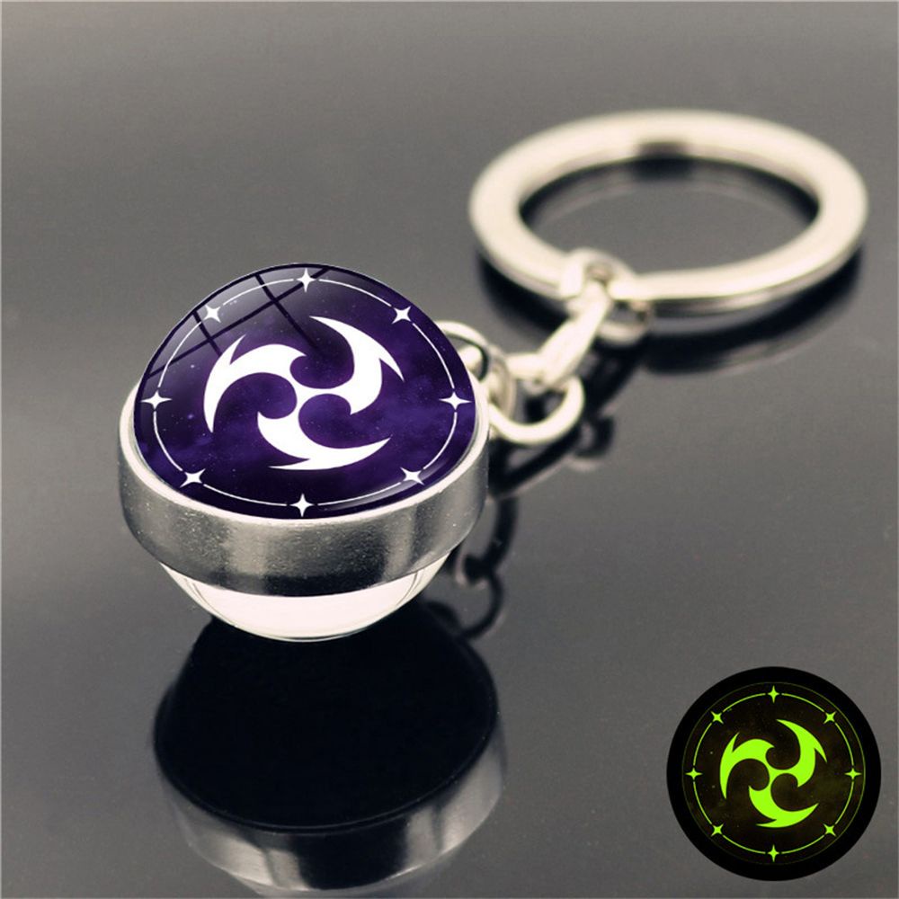 Eupus Móc Khóa Quả Cầu Thủy Tinh Hai Mặt Dạ Quang Thời Trang Cho Nam Nữ