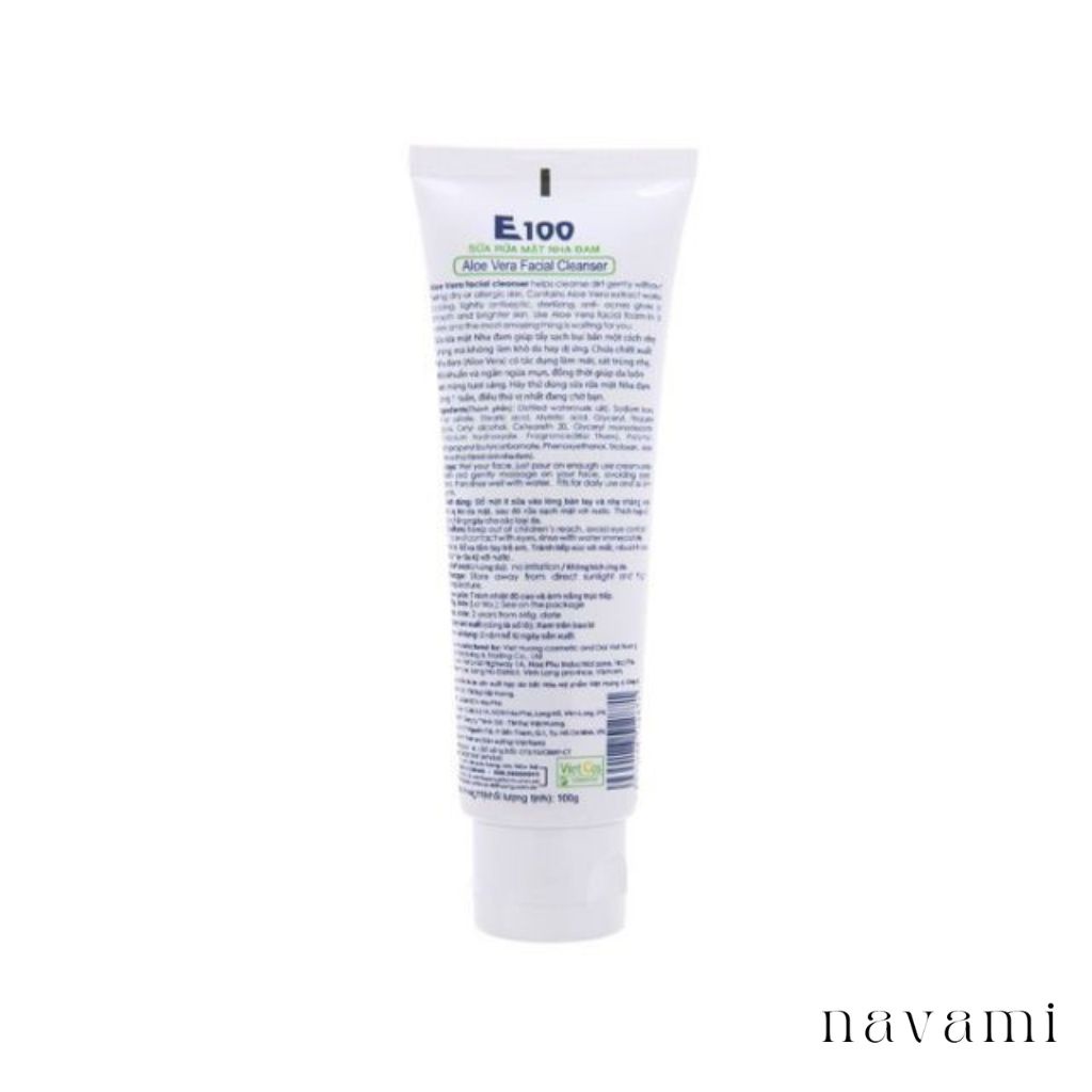 Sữa rửa mặt E100 nha đam Aloe Vera 100g cho mọi loại da sạch mụn mịn màng trắng sáng