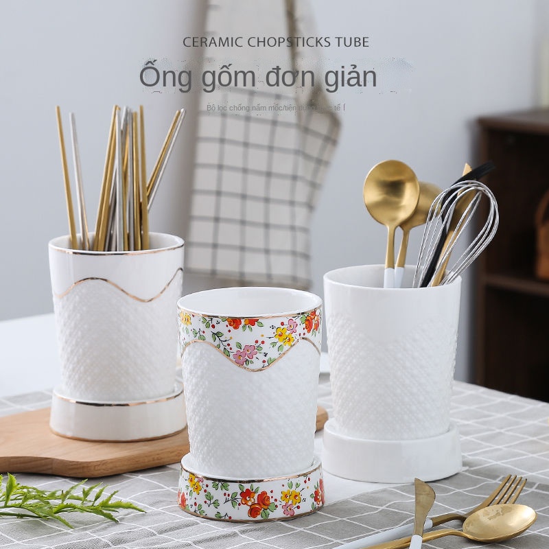 ■❈❒Hộp đựng đũa bằng gốm sứ gia dụng chạm nổi lớn