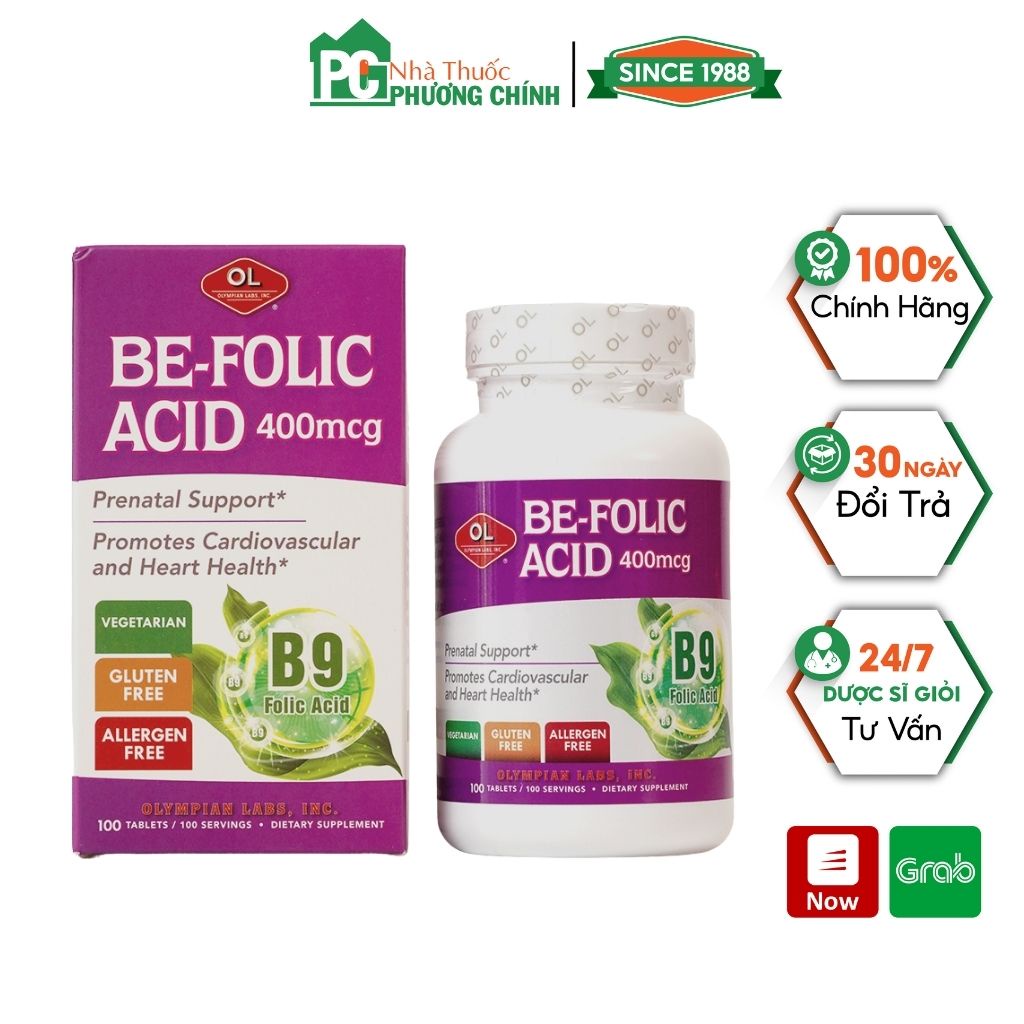 Axit Folic Cho Bà Bầu Be Folic Acid Olympian Labs - Bổ Máu, Phòng Ngừa Dị Tật Ống Thần Kinh Thai Nhi