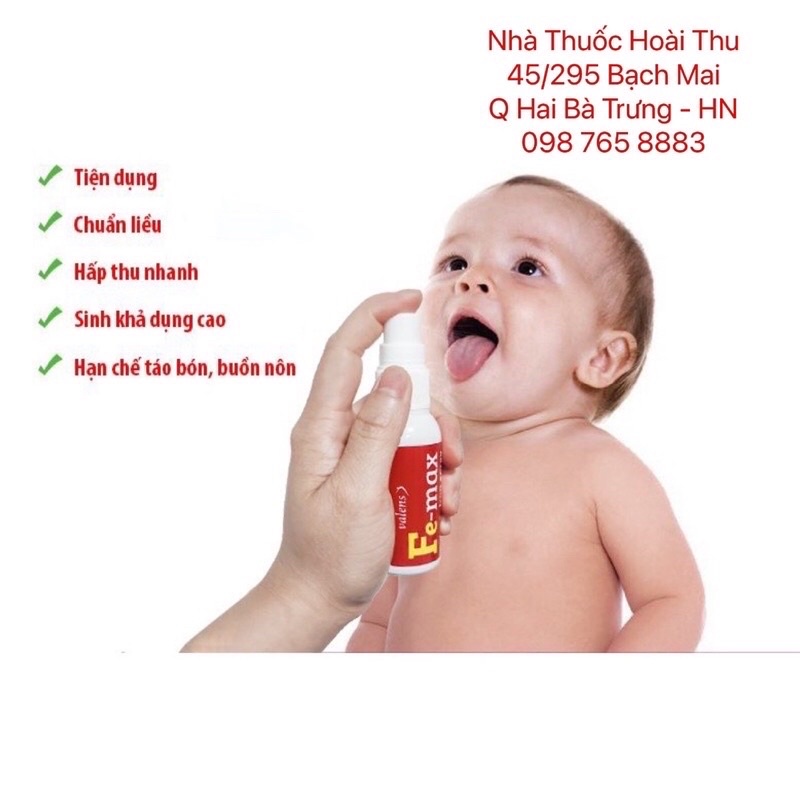 Sắt dạng Xịt Fe Max iron Spray - Bổ sung Sắt ,giúp hỗ trợ tạo máu,giảm nguy cơ thiếu máu do thiếu sắt