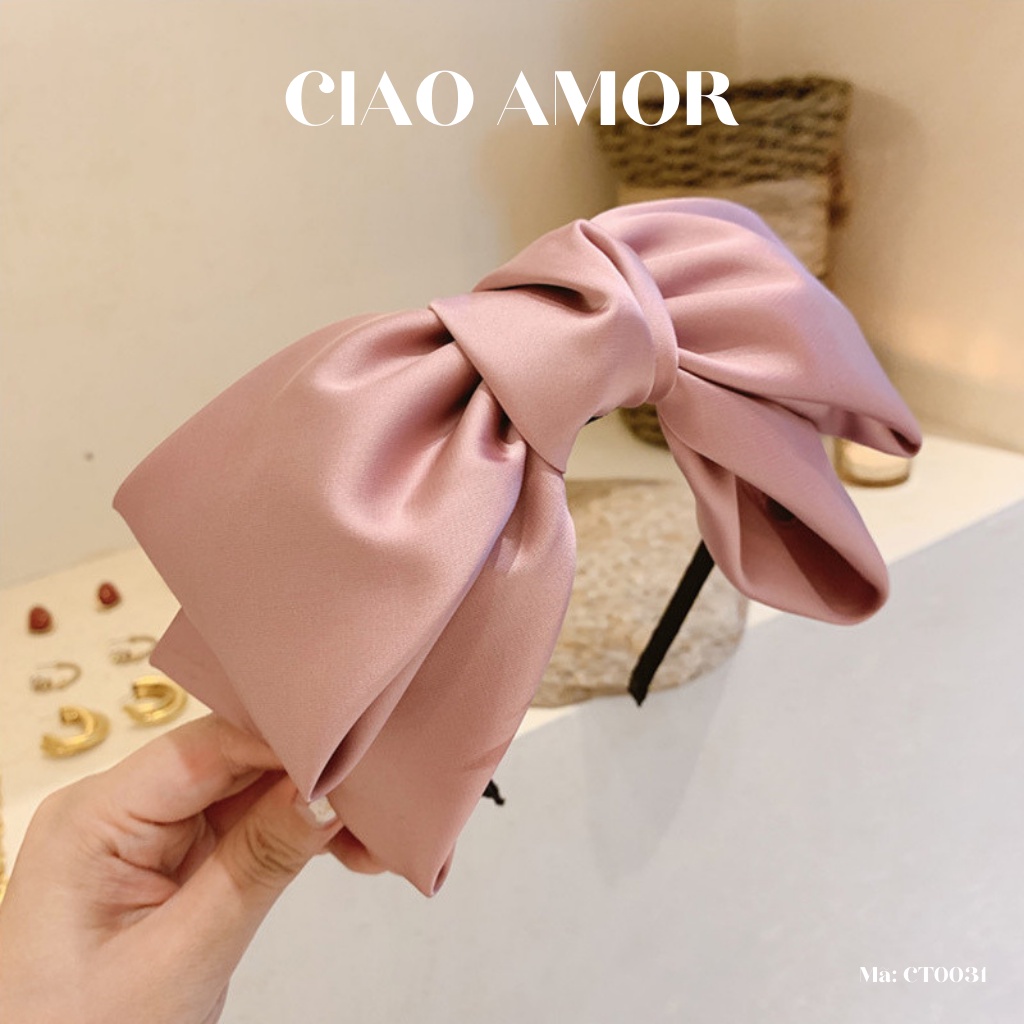 Cài tóc nữ, băng đô tóc nơ to bản phong cách Hàn Quốc Phụ kiện Ciao Amor - Mã CT0031