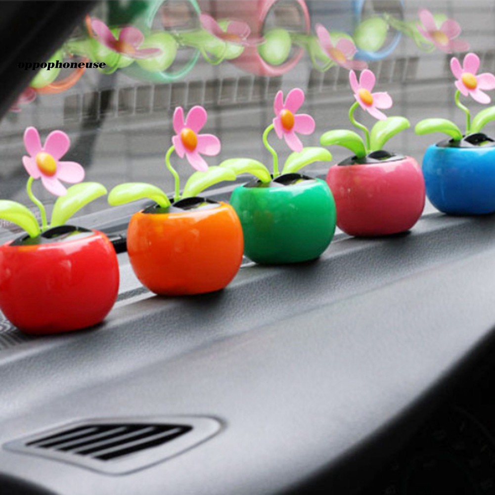 【OPHE】Chậu hoa nhảy múa trang trí xe hơi sử dụng năng lượng mặt trời