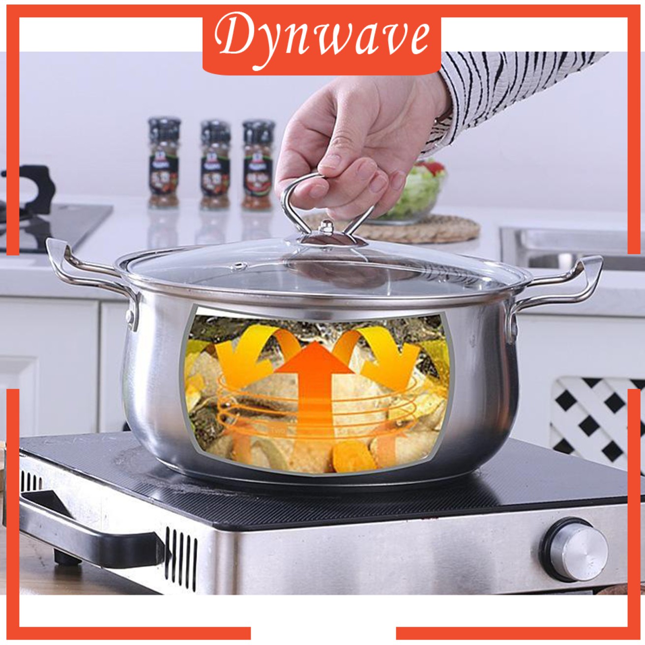 [DYNWAVE] Stainless Steel Soup Pan Saucepan Stockpot Non Stick Camping Picnic Cookware