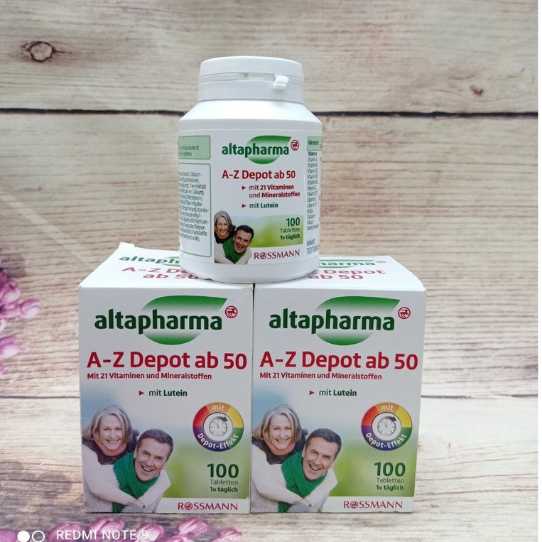 Viên uống vitamin tổng hợp cho người già Altapharma A-Z depot ab 50, 100 viên