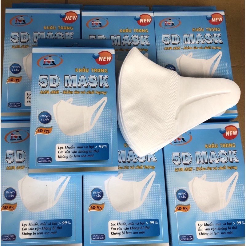 Hộp 10 cái khẩu trang 5D Mask Nam Anh quai vải chính hãng | BigBuy360 - bigbuy360.vn