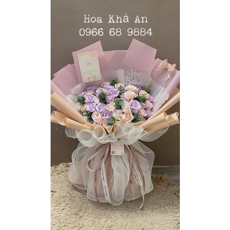 Bó hoa sáp 50bông phối lá táo mốc siêu xinh. Quà sinh nhật, quà kỷ niệm ý nghĩa